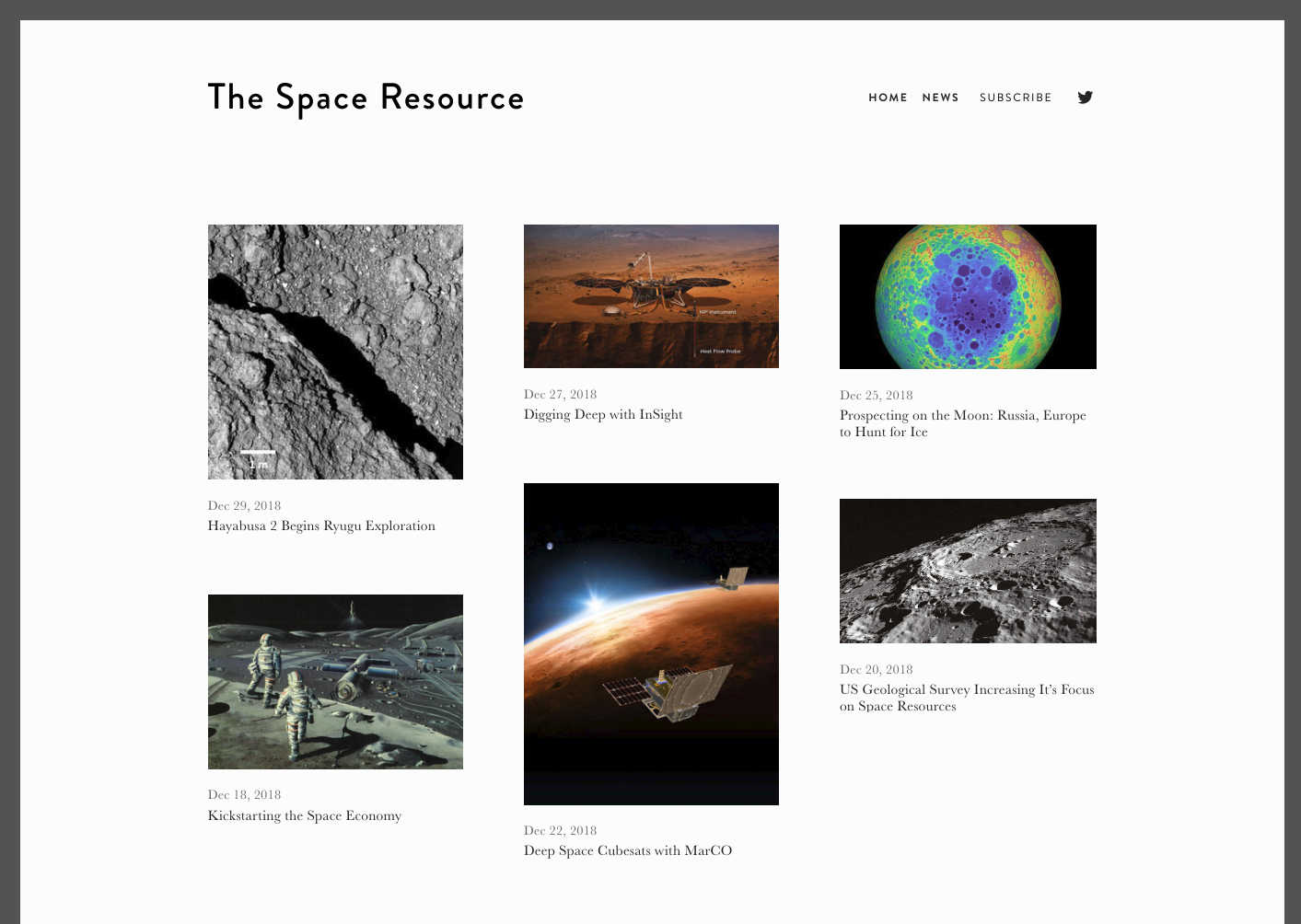 The Space Resource home page