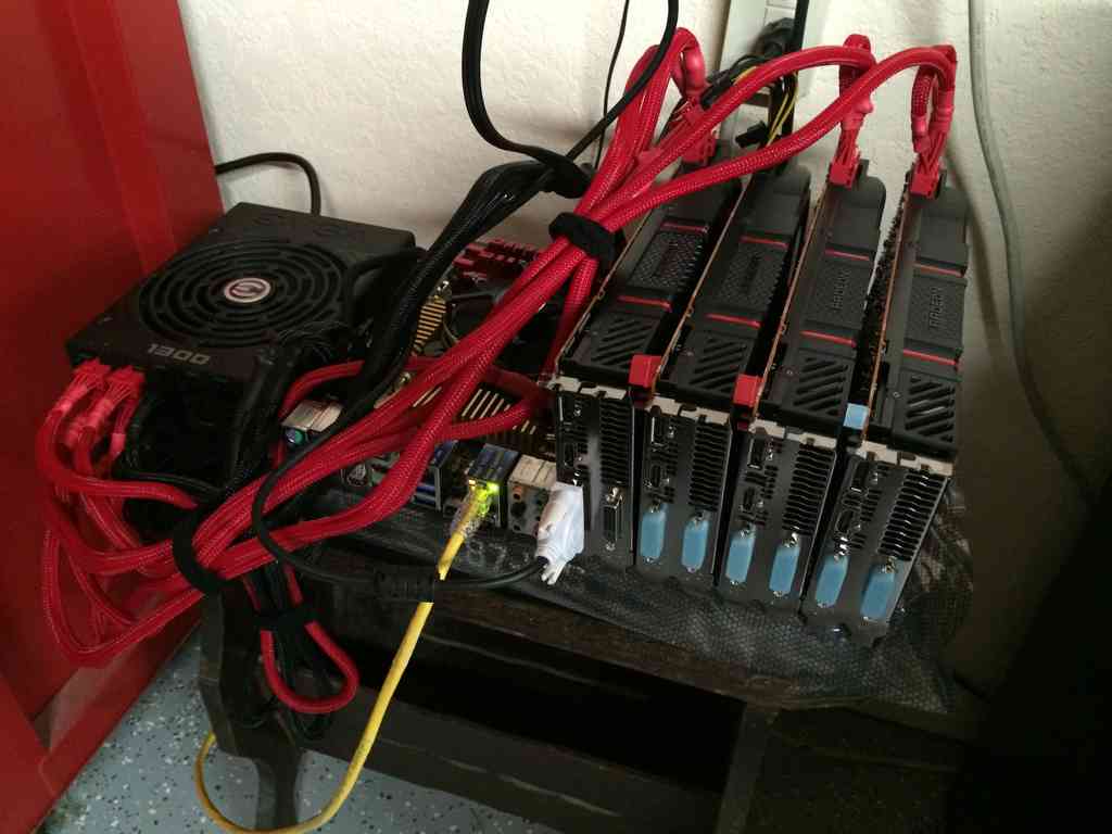 The first dedicated GPU mining machine I built in late 2013