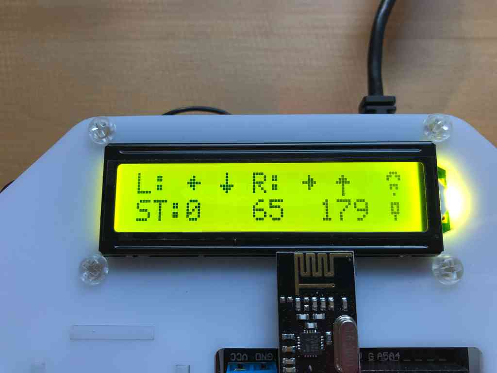 The controller display showing an active status.