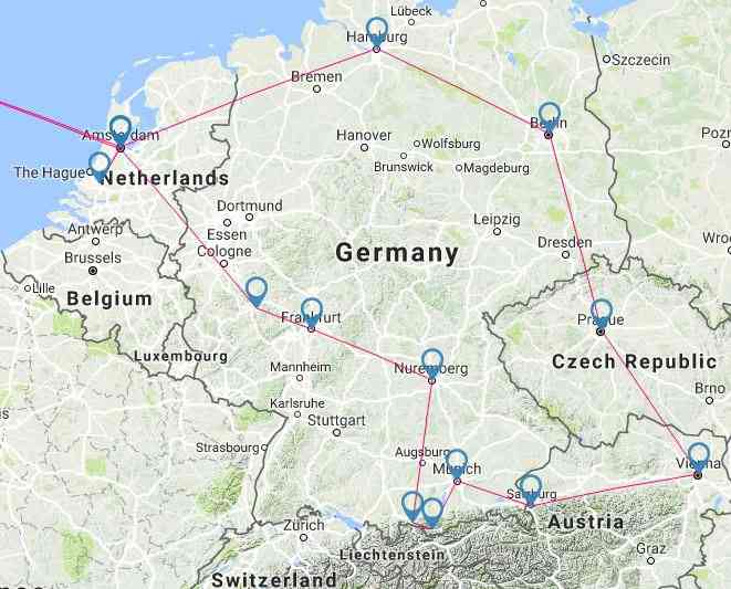 Solo Backpacking Europe 2016 Trip Route